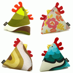 four-chicken-doorstops Love Eco peep of chickens