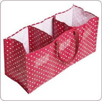 Useful red polka dot toy tidy bag