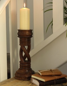 Ascension Online namaste wooden candle stick