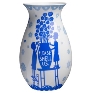 Blue and white china Rob Ryan vase