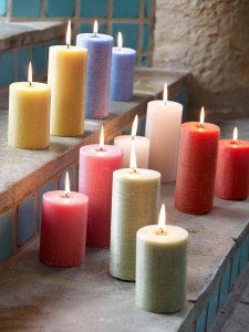 Colourful pillar candles home accessories