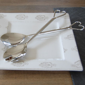 Silver heart salad servers from Velvet Brown